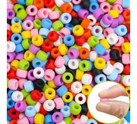 AUREHEN 300PCs Silicone Pony Beads for Hair Braiding, Mixed Colors 6 * 9mm Soft Kandi Foca Beads for Bracelet Making, Pens, DIY Crafts, Key Chains and Ornaments Decorations (Super Soft)