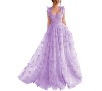 AUREIN Corset Long Tulle Prom Dress with 3D Butterflies Sexy Slit Ball Gown Evening Dresses Party Wedding Formal 2024 (Color : 1#, Size : US10)