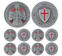 Aurelema 10 Pcs Knight Templar Coins Red Cross Christian Religious Coin Bulk Pocket Prayer Token Jesus Coins Christian Christmas Gifts for Woman Man Challenge Token