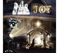 Aurelema Christmas Nativity Scene Projector Lights, 2025 Upgrade 3D Dynamic Joy Jesus Christian Outdoor Indoor Xmas Decorations Lights, 4-Color, 12 HD Effects with Remote for Wall Window