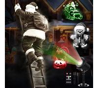 Aurelema Christmas Projector Lights 2025 Upgrade 3D Dynamic Outdoor Indoor Decorations 4 Colors Light, with Remote and 12 HD Effects, Santa Claus Snowman Xmas for House Window Garden Decor