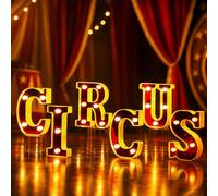 Aurelema Circus 6.3" Light up Letters Sign Party Decorations Battery Powered Marquee Lighted Sign LED Alphabet Letter Lights for Christmas Night Party Birthday Home Tabletop Decor Supplies