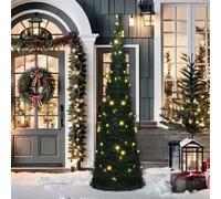 aurelia 180cm pvc artificial pre-lit christmas with led - green