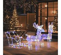 aurelia acrylic 2pcs reindeers and sleigh christmas decoration - multicolour