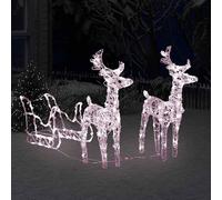 aurelia acrylic 2pcs reindeers and sleigh christmas decoration - warm white
