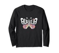 Aurelia Butterfly - Personalized Cute Name Word Art Long Sleeve T-Shirt