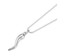 Aurelia Mae 18" Rhodium Plated Large Italian Horn Pendant Necklace, Brass, No Gem