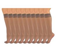 Aurellie Women's Classic Knee-Highs Sheer Non-Pressure Knee Socks 20 denier 3 Colours One Size 10 pairs