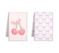 Aurelx 2Pcs Bow Tea Towels Set, Decorative Kitchen Towels, Super Absorbent Hand Towel, Aesthetic Dish Cloths for Kitchen and Bathroom