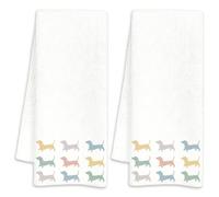 Aurelx 2Pcs Dachshund Kitchen Towel Set, Colorful Hand Towels for Kitchen and Bathroom, Soft Absorbent Microfibre Hand Towel, Funny Dachshund Gifts