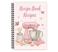 Aurelx Pink Blank Recipe Notebook for Own Recipes, Personalised Recipe Notebook, Family Cookbook for 100 Recipes, Special Cooking Gifts for Family and Cooking Lover