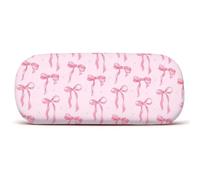 Aurelx Pink Bow Glasses Case, Metal Hard Shell Spectacle Cases with Cleaning Cloth, Sunglasses Case Hard Shell for Myopia & Sunglasses, Bow Gifts for Female Glasses Wearers