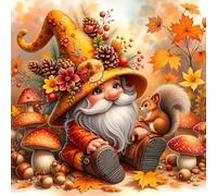 Auremi Autumn Diamond Painting Kits for Adults, 5D Gnome Diamond Art Kits Round Full Drill Diamond Painting Kits Picture Crystal Art for Home Decor 30x30cm