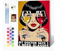 Auremi Beautiful Girl Paint by Numbers Kits for Adults Children,Painting Kits for Beginners On Clear Symbols Canvas with Wooden Framed, Easy DIY Acrylic Pigment Drawing 20x30cm