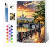 Auremi Castle Paint by Numbers Kits Kids Adults, Landscape Painting by Number Kits On Canvas,Framed DIY Color Oil Painting Acrylic Paints,Home Wall Decor 20x30cm