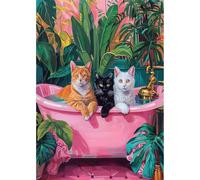 Auremi Cat Bathroom Diamond Painting Kits, 5D Diamond Art Painting Kits for Adults Full Drill Diamond Painting Kits for Beginners Crystal Picture Art for Home 11.8x15.7 in