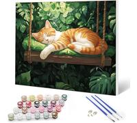 Auremi Cat Paint by Numbers Kits for Adults Children,Animal Painting Kits for Beginners On Clear Symbols Canvas with Wooden Framed, Easy DIY Acrylic Pigment Drawing 20x30cm