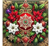 Auremi Christmas Diamond Painting, 5D Flower Diamond Art Painting Kits for Adults Round Full Drill Diamond Painting Picture Crystal Art Kits for Home Decor 30x30cm