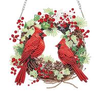 Auremi DIY Cardinal Diamond Art Hanging Pendant Kits, 5D Christmas Diamond Painting Ornament Kits for Adults,Special Shaped Diamond Painting Hanging Crystal Rhinestone Art for Home Decor Gifts