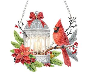 Auremi DIY Christmas Hanging Diamond Painting Kits for Adults, 5D Cardinal Diamond Art Pendant Ornament Kits- Diamond Painting Hanging Crystal Rhinestone Art Ornament Kits for Decor Gifts