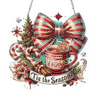 Auremi DIY Christmas Hanging Diamond Painting Kits for Adults, 5D Coffee Diamond Art Pendant Ornament Kits- Diamond Painting Hanging Crystal Rhinestone Art Ornament Kits for Decor Gifts