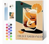 Auremi Drinks Paint by Numbers Kits Kids Adults, Vintage Painting by Number Kits On Canvas,Framed DIY Color Oil Painting Acrylic Paints,Home Wall Decor 20x30cm