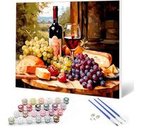 Auremi Fruit Paint by Numbers Kits Kids Adults, Red Wine Painting by Number Kits On Canvas,Framed DIY Color Oil Painting Acrylic Paints,Home Wall Decor 20x30cm