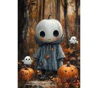 Auremi Ghost Pumpkin Diamond Painting, 5D Halloween Diamond Art Painting Kits for Adults Round Full Drill Diamond Painting Picture Crystal Art Kits for Home Decor 30x40cm