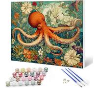 Auremi Octopus Paint by Numbers Kits Kids Adults, Animal Painting by Number Kits On Canvas,Framed DIY Color Oil Painting Acrylic Paints,Home Wall Decor 20x30cm