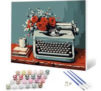 Auremi Vintage Printer Paint by Numbers Kits Kids Adults, Painting by Number Kits On Canvas,Framed DIY Color Oil Painting Acrylic Paints,Home Wall Decor 20x30cm