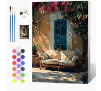 Auremi Window Paint by Numbers Kits for Adults Kids,Flower Painting Kits for Beginners On Clear Symbols Canvas with Wooden Framed, Easy DIY Acrylic Pigment Drawing 20x30cm