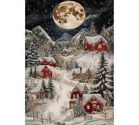 Auremi Winter Village Diamond Painting Kits,5D Landscapes Diamond Art Painting Kits for Adults Full Drill Crystal Picture Art Kits for Beginners for Home 11.8x15.7 in