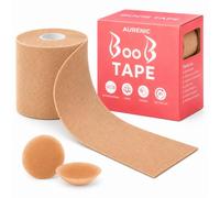 AURENIC Boob Tape for Large Breasts - 5M Strong bob Tape with 2 Silicone Nipple Covers -Boobtapes, Boobie Tape for Lift & Support - Perfect for Backless Dresses (Skin)