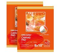 AUREUO Canvas Pad for Painting 10 Sheets, 10 Oz. - 8x10 Inch, 2 Pack - Triple Primed Glue Bound Cotton Canvas Paper for Oil and Acrylic Paints Art Supply for Mixed Media Painting