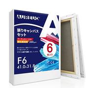 AUREUO F6 Stretched Canvas Set, 16.1 x 12.5 inches (41.0 x 31.8 cm), Medium Grade, Cotton Blend 6 Pieces, Beginners, Painting Tools, Art Creation, Modern Oil Paintings, Art Decoration, Watercolor, Oil