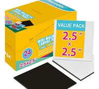 AUREUO Mini Magnetic Canvas Panel 2.5x2.5 Inch / 24 Pack - Small Square Flat Canvas Board with Magnet Back Art Gift Set Bulk Pack Tiny Thin Canvases for Acrylic Painting & Craft