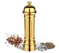 Aurevit Metal Pepper Grinder with Stainless Steel Core, Heavy Duty High Output Pepper Mill with Adjustable Coarseness, All-Metal Construction, Refillable (Gold)