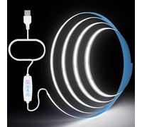 Aurevita COB LED Strip Light Warm/Cool White 3m 5V USB Flexible LED Light Strip 8mm Width Dimmable CRI85+ Dotless Tape Light High Density for Bedroom Kitchen Under Cabinet Home Decor (3m Cool White)