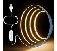Aurevita COB LED Strip Light Warm/Cool White 3m 5V USB Flexible LED Light Strip 8mm Width Dimmable CRI85+ Dotless Tape Light High Density for Bedroom Kitchen Under Cabinet Home Decor (3m Warm White)