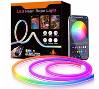 Aurevita RGB IC Neon LED Strip Lights, Flexible 5V USB Led Rope Lights with Bluetooth APP, IP65 Outdoor Sync Gaming Neon Lights for Bedroom Wall Gaming Deco (RGB-IC 10m Bluetooth)