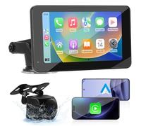 Aurevita Wireless Carplay Android Auto Screen, HD Backup Camera 7 inch Portable IPS Touchscreen Car Stereo 12V, GPS Navigation, Mirror Link, AUX, FM BT, Voice Assistance