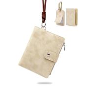 Aurevoxen 3 Pcs Set Passport Wallet for Travel, Luxury Vegan Leather RFID Blocking Passport Holder for Women Man, Wristlet Wallet with Zipper Pocket, Couple Travel Essentials, White Sand, Vegan