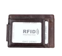 AurexaFashion Genuine Cow Leather Slim Minimalist Wallet with Magnetic Money Clip for Men, RFID Blocking Front Pocket Card ID Holder, #04 Coffee, Mini 4.33" x 3.15" x 0.5", Slim Front Pocket Wallet