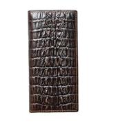 AurexaFashion Genuine Leather Bifold Long Wallet for Men, Retro Vintage Embossed Clutch with Zipped Coin purse & Credit card Slots. RFID Blocking, Crocodile Tail- Coffee C2, 7.48 x 3.54 x 0.71 in,