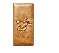 AurexaFashion Genuine Leather Bifold Long Wallet for Men, Retro Vintage Embossed Clutch with Zipped Coin purse & Credit card Slots. RFID Blocking, Horse- Tan Cognac F3, 7.48 x 3.54 x 0.71 in, Embossed