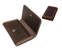 AurexaFashion Genuine Leather Bifold Wallet for Men. Minimalist Card Case Holder. Vintage Front Pocket Wallet. Crazy Horse Full Grain Leather, A04. Coffee, 4.15" x 2.64" x 0.8", Leather Card Case