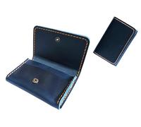 AurexaFashion Genuine Leather Bifold Wallet for Men. Minimalist Card Case Holder. Vintage Front Pocket Wallet. Crazy Horse Full Grain Leather, A05. Blue, 4.15" x 2.64" x 0.8", Leather Card Case Wallet