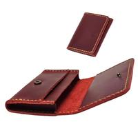 AurexaFashion Genuine Leather Bifold Wallet for Men. Minimalist Card Case Holder. Vintage Front Pocket Wallet. Crazy Horse Full Grain Leather, A03. Burgundy, 4.15" x 2.64" x 0.8", Leather Card Case