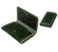 AurexaFashion Genuine Leather Bifold Wallet for Men. Minimalist Card Case Holder. Vintage Front Pocket Wallet. Crazy Horse Full Grain Leather, A06. Green, 4.15" x 2.64" x 0.8", Leather Card Case