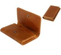 AurexaFashion Genuine Leather Bifold Wallet for Men. Minimalist Card Case Holder. Vintage Front Pocket Wallet. Crazy Horse Full Grain Leather, A01. Brown, 4.15" x 2.64" x 0.8", Leather Card Case
